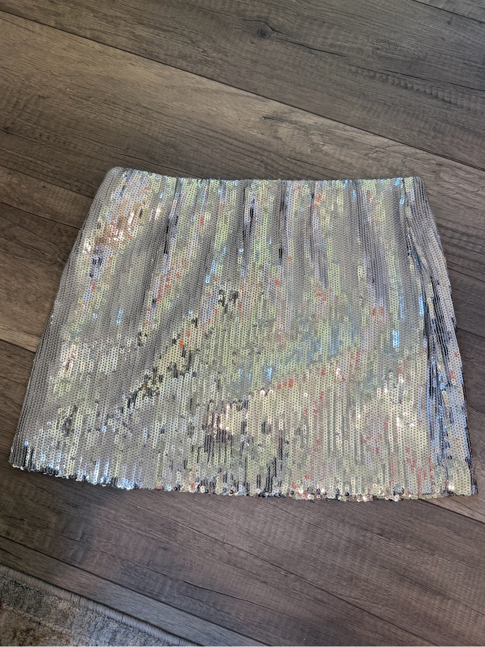 OAK + FORT Silver Sequin Mini Skirt